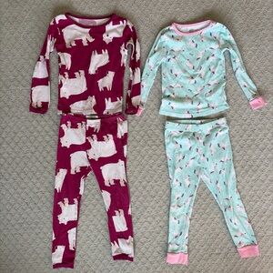 Wonder Nation Maroon and Light Green Polar Bear Pajama Set